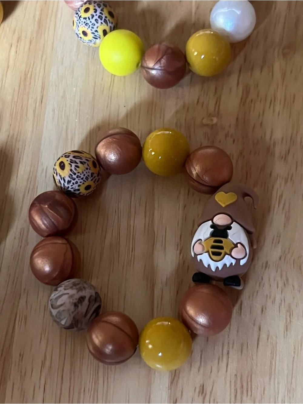 Kids Beaded Stretch Bracelet Set - Yellow, Green, Brown B153 set of 4